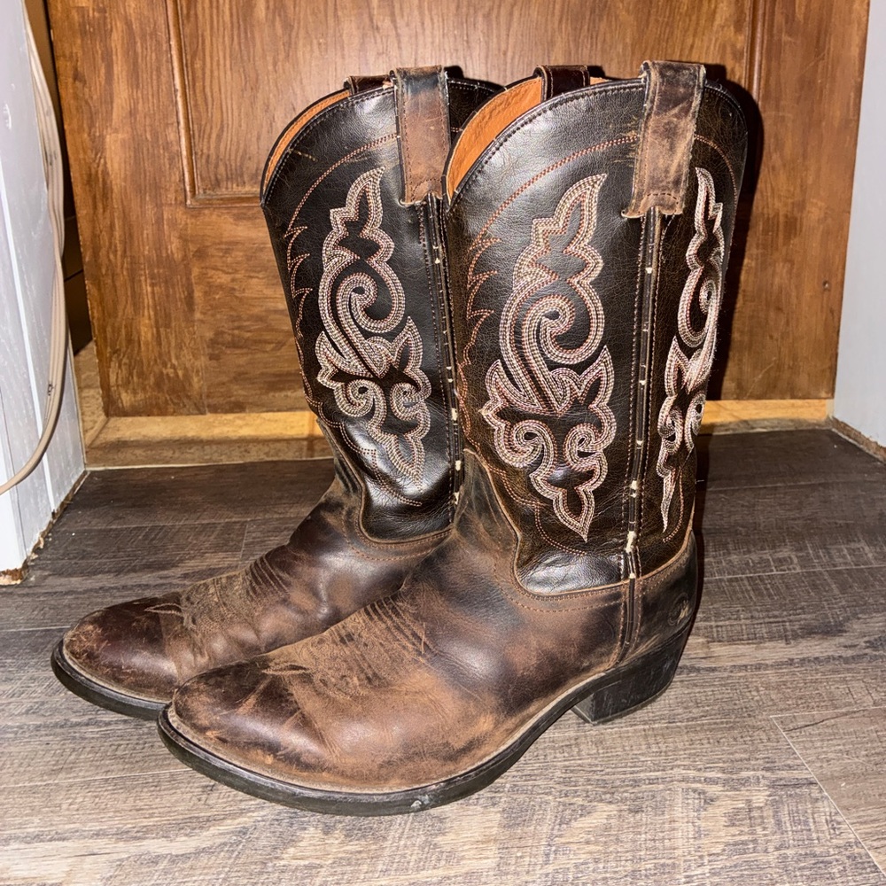 Double H Brown Leather Cowboy Boots - mens size 10